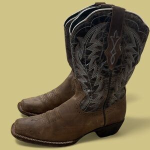 JB Dillon Leather Distressed Western Boots Embroidered Square Toe Rodeo Size 10B